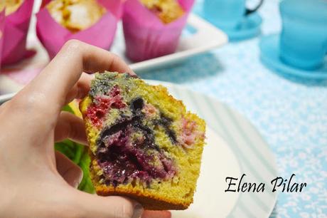 Muffins de moras y frambuesas