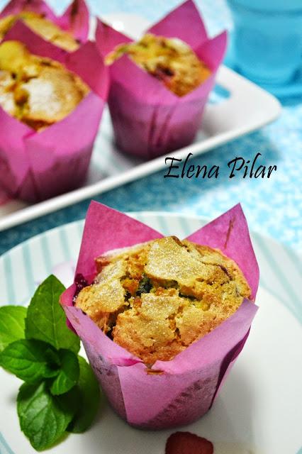 Muffins de moras y frambuesas