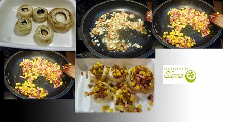 Champiñones rellenos de beicon