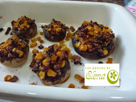 Champiñones rellenos de beicon