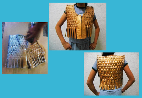 Prendas con papel periódico ( chaleco  dorado )