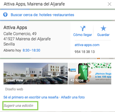 Reclamar un negocio en Google Places SUGERIR EDICIÓN GOOGLE MAPS