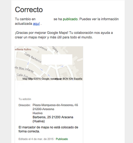 cambio datos google maps