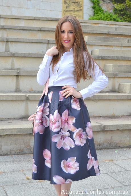 FLOWER MIDI SKIRT