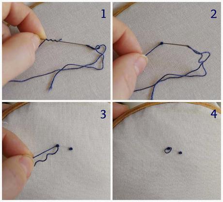 Puntos de bordado: nudo francés / Embroidery stitches: French knot