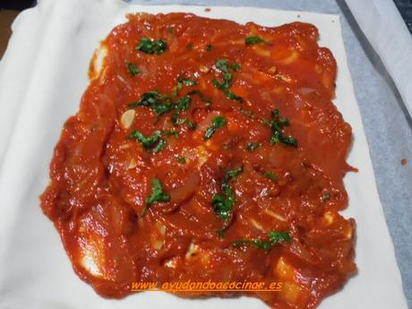 Hojaldre de Salsa de Tomate y jamón Cocido