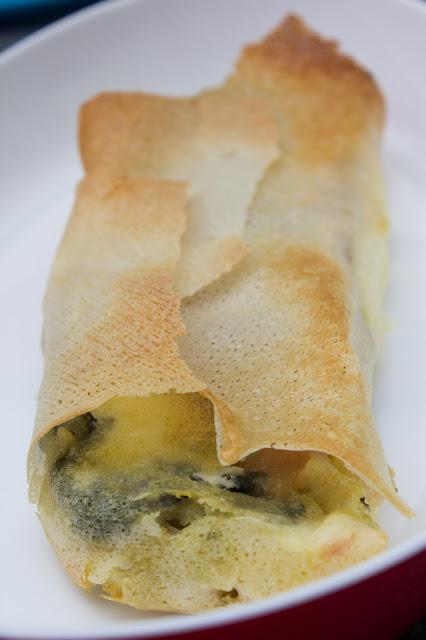 Brick de espinacas, queso ricotta y membrillo a la nuez moscada