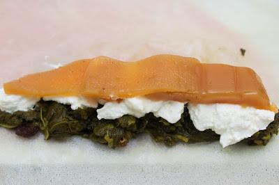 Brick de espinacas, queso ricotta y membrillo a la nuez moscada