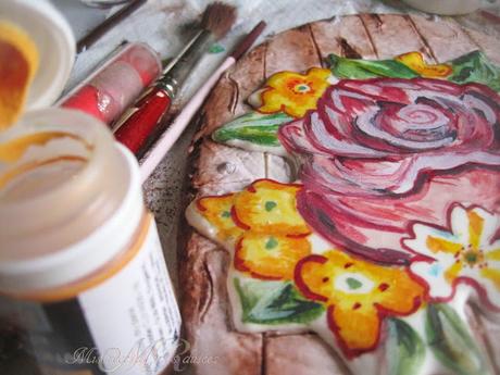 GALLETA CON ROSA Y EFECTO MADERA