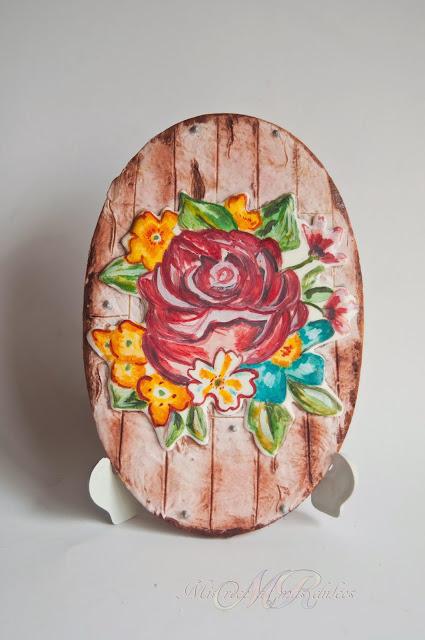 GALLETA CON ROSA Y EFECTO MADERA