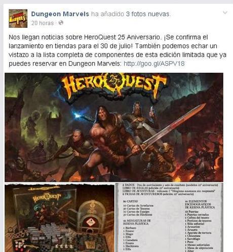 30 julio en tiendas el HQ 25 aniversario,según Dungeon Marvels