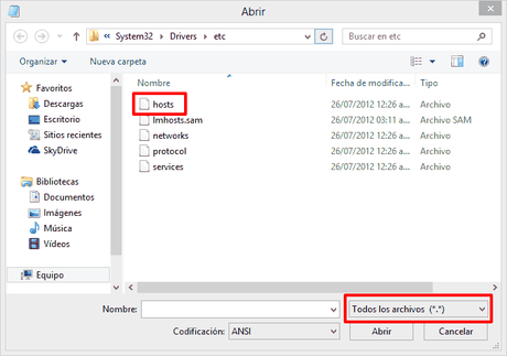 Archivo Hosts de Windows