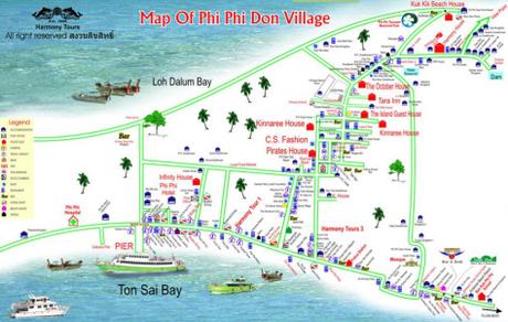 Phi Phi Koh mapa pueblo