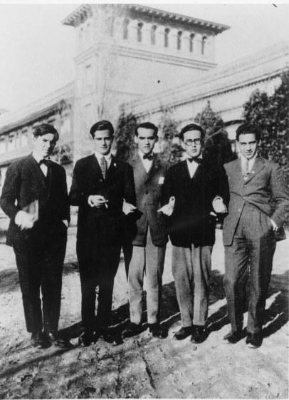 José María Hinojosa, Juan Centeno, Federico García Lorca, Emilio Prados y Luis Eaton. Residencia de Estudiantes, Madrid, 1924