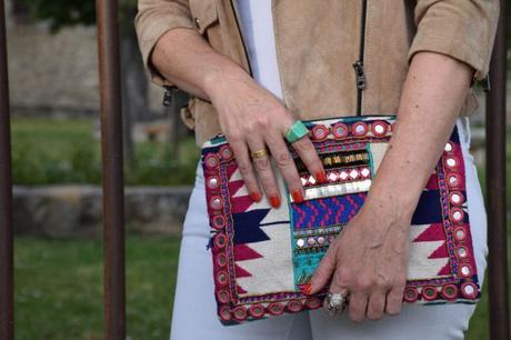 Suede biker jacket and total white total white