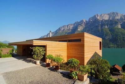Casa Moderna, de Madera con Vistas al Lago Walensee