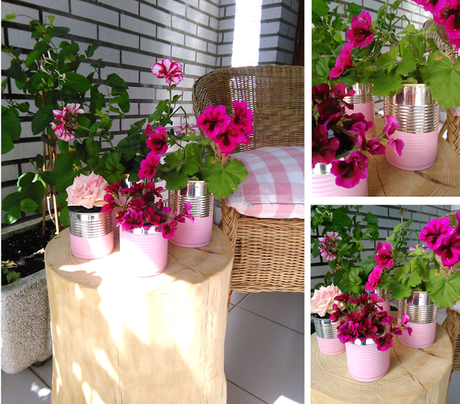 Floreros con latas recicladas