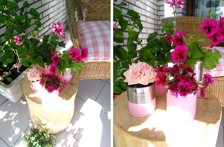Floreros con latas recicladas