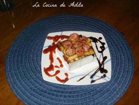 Butifarra,   con  patatas  suflé