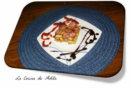 Butifarra,   con  patatas  suflé