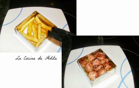 Butifarra,   con  patatas  suflé