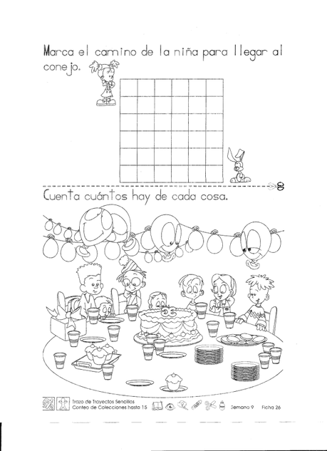Trazo de trayectos sencillos conteo de colecciones hasta 15