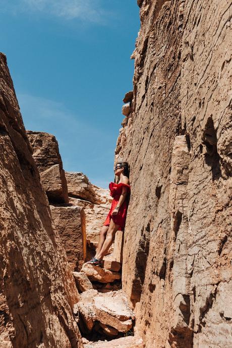 Gooseneck_State_Park-Glen_Canyon-Natural_Bridges-Utah-Chicwish-Off_The_Shoulders_Dress-Red-Converse-Collage_Vintage-Road_Trip-20