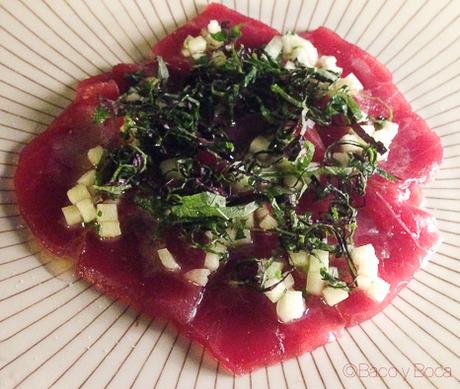 Carpaccio de Atun de l'ametlla y vinagreta de manzana Hotel Alma Barcelona bacoyboca