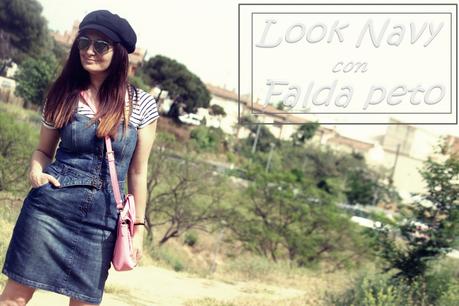 Look navy con falda peto