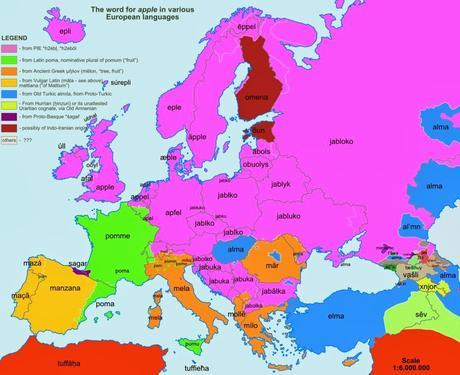 Mapas que muestran el origen de palabras que usamos.