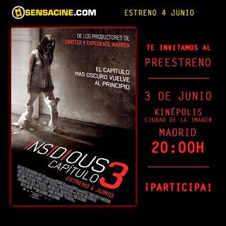 Sorteo Preestreno de Insidious: Capítulo 3