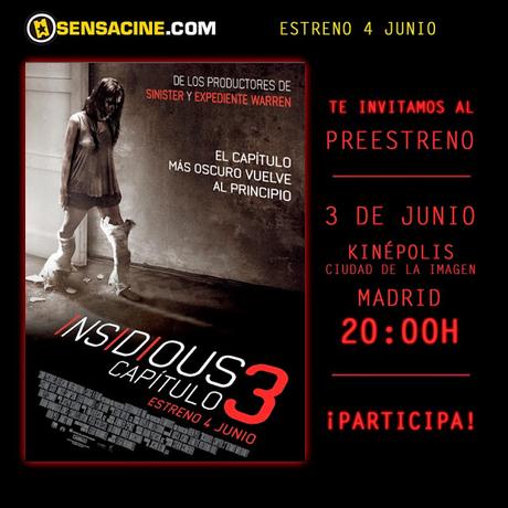 Sorteamos 2 entradas dobles para el preestreno de 'Insidious: Capítulo 3' !