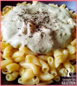 Pasta con salsa de calabacín y nueces (Sin Gluten, Sin Lácteos, Sin Huevo, Vegano)