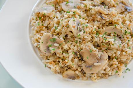 Receta Arroz integral con Quinoa y Champiñones