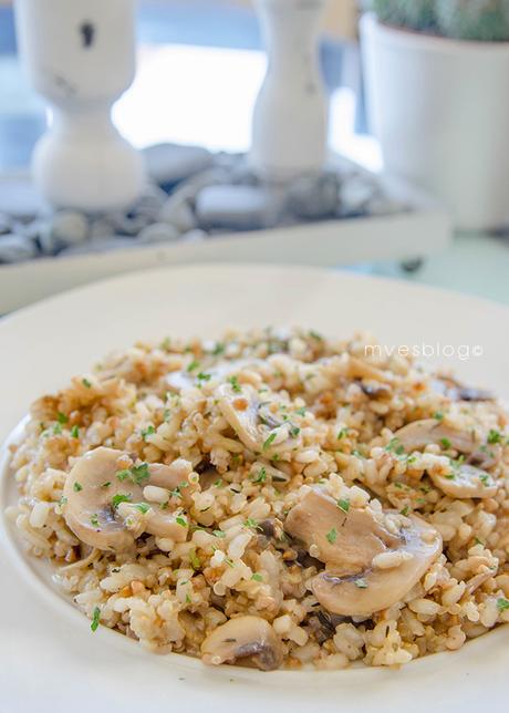 Receta Arroz integral con Quinoa y Champiñones
