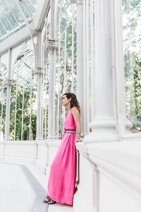 Maje_Gysept_Collection-Long_Pink_Dress-Brown_Sandals-Outfit-Collage_Vintage-Palacio_Cristal-2