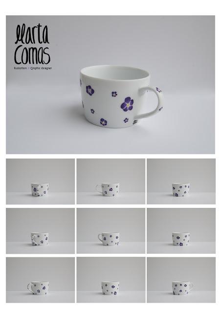 Tassa flors liles/ Taza flores lilas