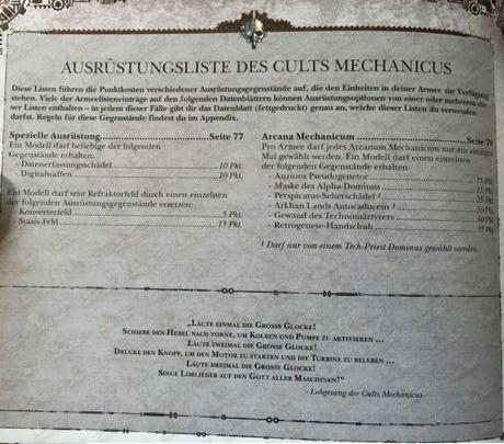 Imagenes del codex Culto Mechanicus en español y alemán