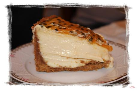 Cheesecake de chocolate blanco y fruta de la pasión