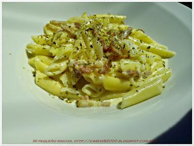 Macarrones a la carbonara Macarrones a la carbonara