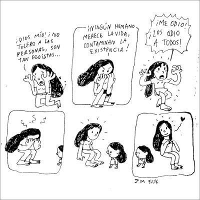 Canosa y los detestables humanos, de Jim Pluk. Muñequitos cabreados.