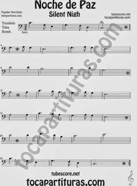 Tubepartitura Noche de Paz partitura para Trombón Tuba y Bombardino Villancico de Navidad Canción Popular