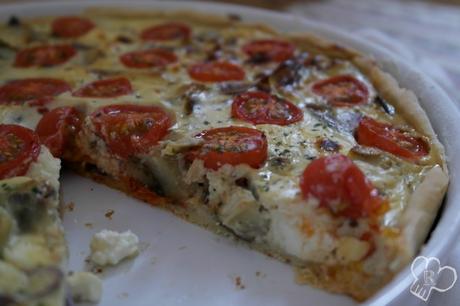 Tarta Salada de Berenjenas, cherry y feta