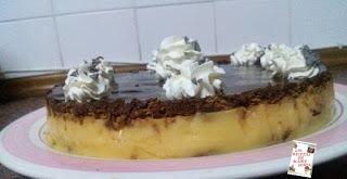 TARTA DE GALLETAS Y FLAN CUBIERTA DE CHOCOLATE CON THERMOMIX