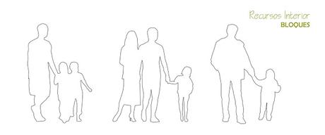 8 bloques gratis .dwg. Silueta de padres con hijos. Archivo 6