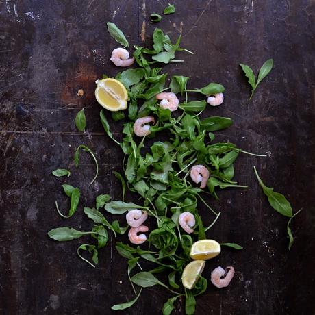 SPAGHETTI CON RUCULA, LANGOSTINOS Y LIMÓN