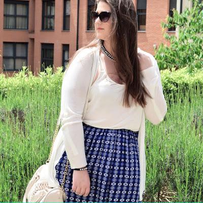 Outfit Of The Day ~ Maxi Skirt White & Blue ~ Falda larga