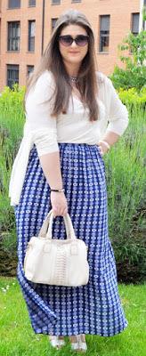 Outfit Of The Day ~ Maxi Skirt White & Blue ~ Falda larga