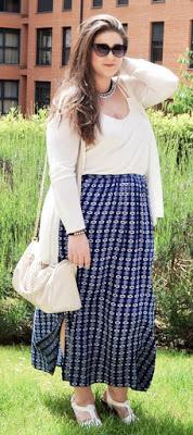 Outfit Of The Day ~ Maxi Skirt White & Blue ~ Falda larga