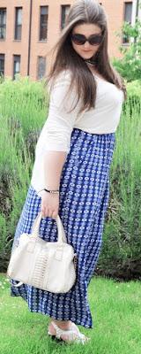 Outfit Of The Day ~ Maxi Skirt White & Blue ~ Falda larga